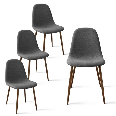 Set Of 4 Spoon Gray Upholstered Side Chair Walnut Legs-the Pop Maison ...