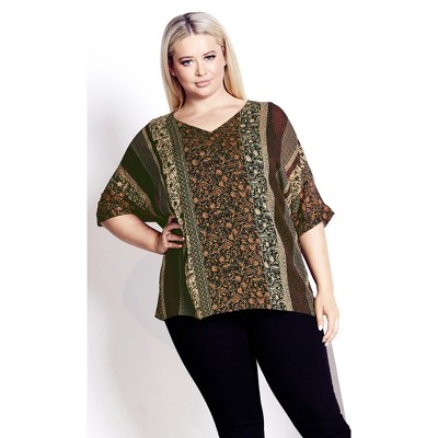 AVENUE | Women's Plus Size Alex Print Tunic - spice - 26W/28W