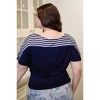 Slickblue Plus Size Striped Top for Women, Bell Short Sleeves, Round Neck Tee, Color and Size Options - 4 of 4