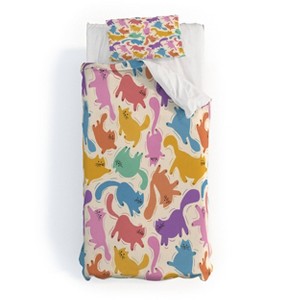 Deny Designs 2pc Twin/Twin XL Showmemars Rainbow Cats Kids' Duvet and Sham Set - 1 of 4
