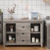 Whizmax Buffet Sideboards,Kitchen Storage Cabinet,Large Storage with 3 Drawers and 2 Doors Sideboard,Farmhouse Coffee Bar Cabinet for Living Room,Gray - 4 of 4