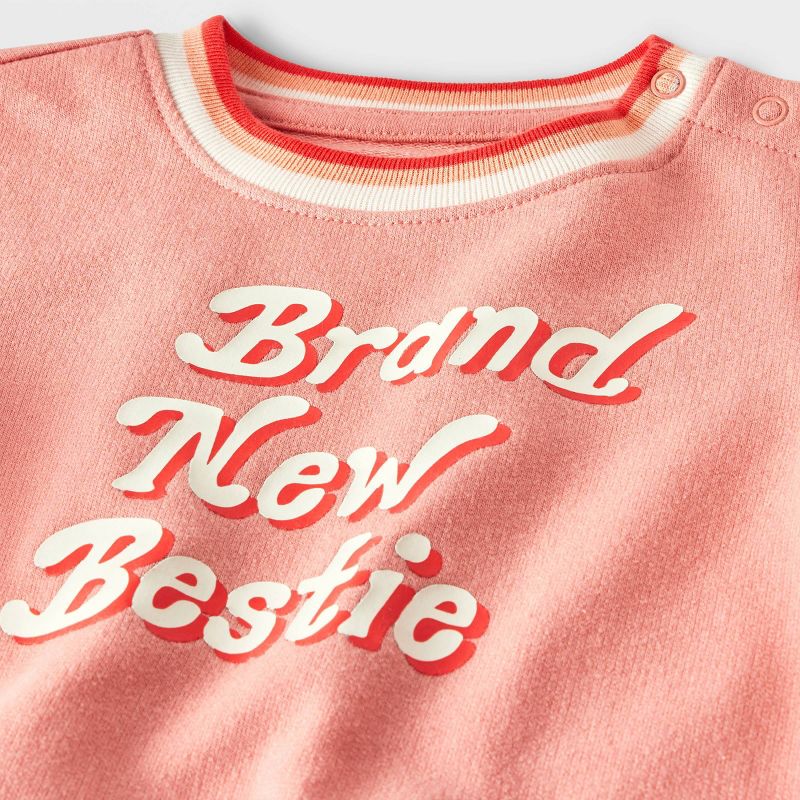 Baby Girls' 'Brand New Bestie' Graphic Top & Bottom Set - Cat & Jack™ Pink, 4 of 6