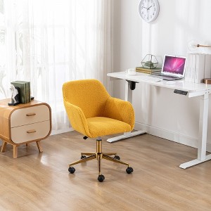 CAVINAS Teddy Adjustable Swivel Office Chair with Gold Metal Legs and Universal Wheels,Desk Chair for Work Study - 1 of 4