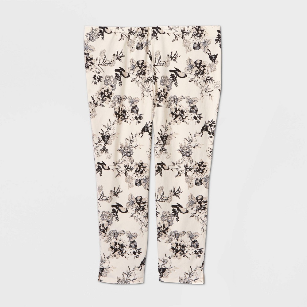 Women's Plus Size Floral Print Mid-Rise Skinny Cropped Trouser - Who What Wear Black 20W, Women's was $29.99 now $20.99 (30.0% off)