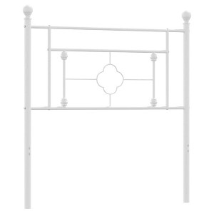 vidaXL Modern Metal Headboard, Robust Steel, Easy Assembly, White, Twin - 1 of 4