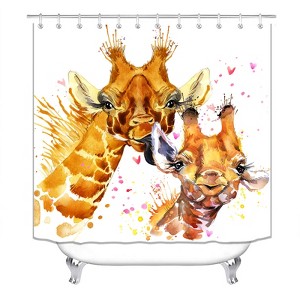 Mother Giraffe And Her Baby Shower Curtains for Bathroom Waterproof Fabric Bath Curtain Durable Soft Stylish Bathroom Decor 72x72 Inch - 1 of 1