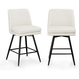 VINGLI 26" H Swivel Barstools, Leather Upholstered Counter Height Bar Stool, Kitchen High Chairs - 1 of 4