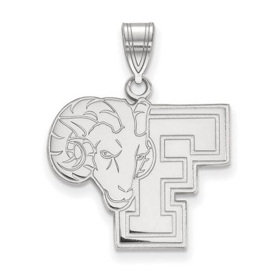 Black Bow Jewelry 14k White Gold Fordham Rams NCAA Large Pendant