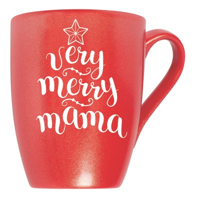 Elanze Designs Very Merry Mama Crimson Red 10 ounce New Bone China Coffee Cup Mug