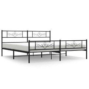 vidaXL 12" Black King Size Metal Bed Frame with Headboard & Footboard No Mattress - 1 of 4