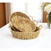 HomeRoots Set of Three Natural Water Hyacinth Round Basket Trays - 2 of 4