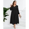 YESFASHION Women's Plus Size Fall Dress with Pocket Long Sleeves V Neck Side Split Long Maxi Dress - 2 of 3