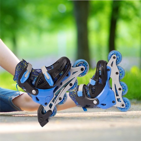 New Bounce Roller Skates for Kids, 4 Wheel Inline Roller blades, Adjustable  Large 6-9 US, Blue