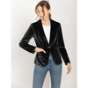INSPIRE CHIC Women's Office Solid Shawl Collar Jetted Pockets One Button Velvet Blazer - 3 of 4