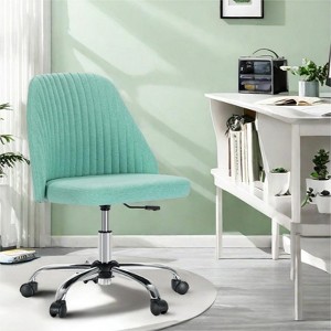GlasFlength Modern Fabric Seating Sets with Wheels, Armless and Adjustable Swivel Office Desk Chairs, for a Variety of Occasions, Green, 21"*21"*18" - 1 of 4
