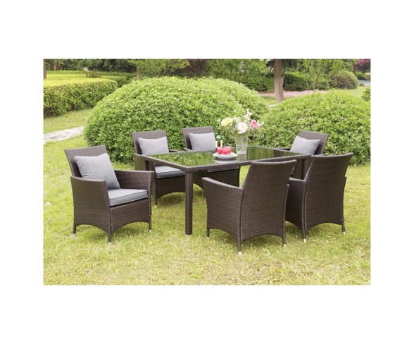Chauncey Rectangular Modern Tempered Glass Top Patio Dining Table - Espresso - Furniture of America