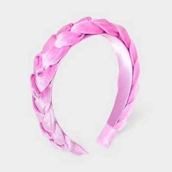 Girls' Velvet Braided Headband - art class™ Pink