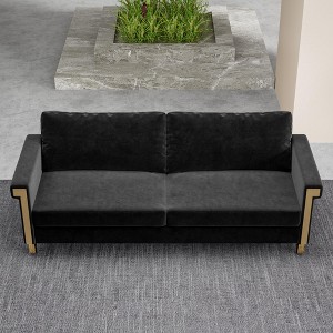 NicBex Couches for Living Room 76" Sofa Velvet Upholstered 2-Seat Couch Soft Sponges Modern Designs Sofa with Gold Trim and Cozy Cushions - 1 of 4