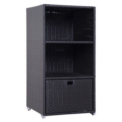 Outsunny Rattan Wicker Storage Cabinet Outdoor Organizer with 3