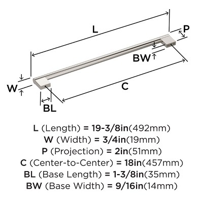Versa 18-Inch Satin Nickel Appliance Pull with Mounting Hardware