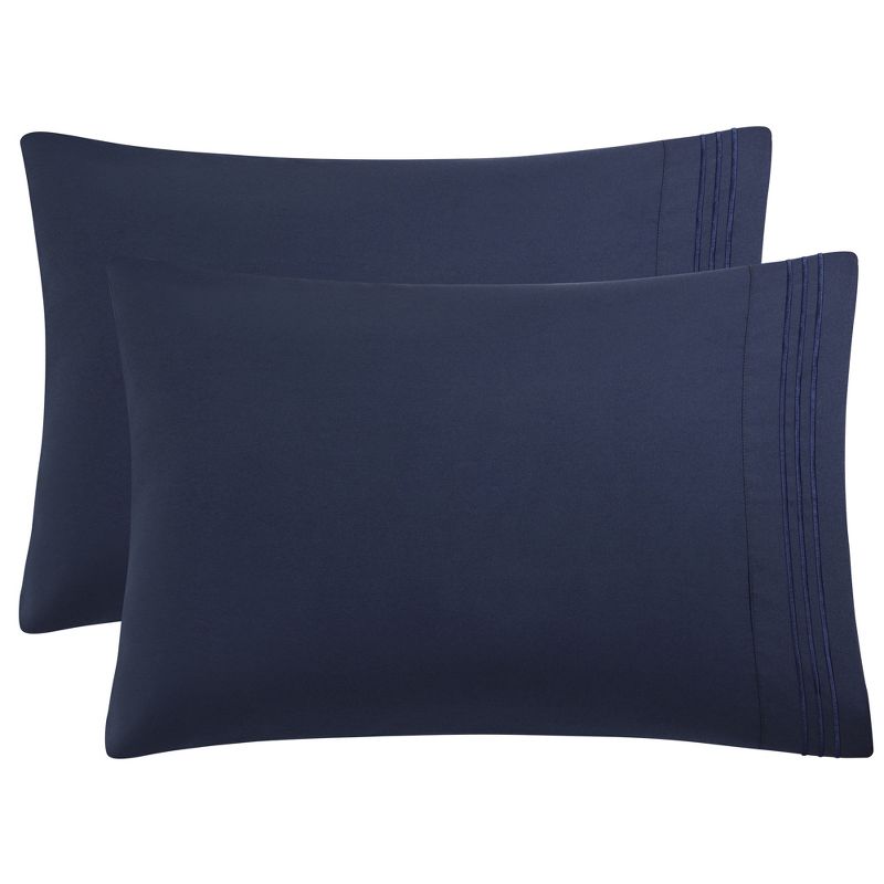 PiccoCasa Soft Breathable with Embroidery Brushed Microfiber Bed Pillowcases with Envelop Closure Set of 2, 1 of 7