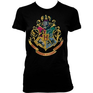 Harry Potter Hogwarts School Of Witchcraft And Wizardry Crest Women's Black T-Shirt Tee Shirt - 1 of 1