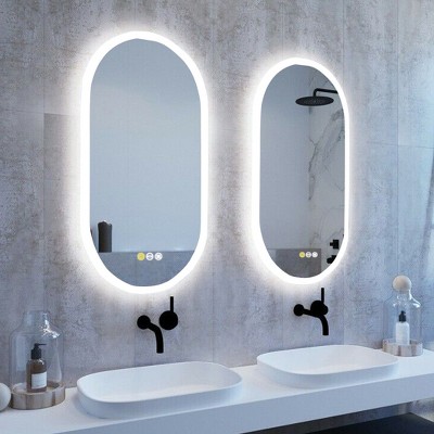 ARTLOGE Large LED Oval Mirror for Bathroom Wall-Mounted Vanity Mirror for Dressing Room