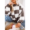Women Checkered Bishop Sleeve Sweater - 2 of 4