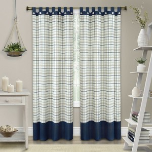 Kate Aurora 2 Pack: Shabby Farmhouse Plaid Tab Top Tattersall Window Curtains - 1 of 1