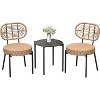 Acekool 3-Piece Wicker Bistro Set - 2 Chairs & Glass Table for Patio, Balcony & Small Spaces - 2 of 4