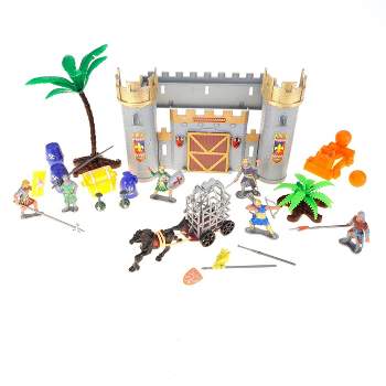 Insten Roman Castle Knights Action Figure Toys & Army Playset for Kids, Includes Soldiers, Horses & Treasure Chests