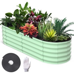 Galvanized Raised Beds for Outdoor with Open Base, Tool-Free Assembly Planter Raised Boxes for Outdoor Vegetables & Flowers - 1 of 4