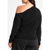 ELOQUII Women's Plus Size One Shoulder Tee With Ruching - image 3 of 4