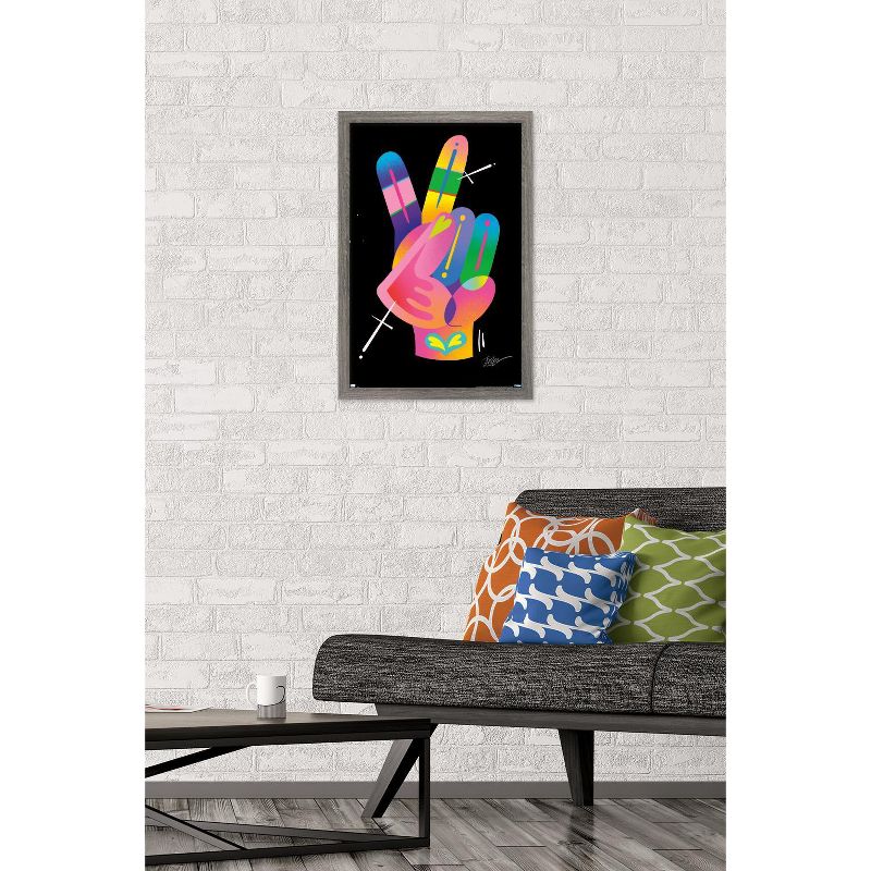 Trends International Jason Naylor - Peace Sign Hand Framed Wall Poster Prints, 2 of 7