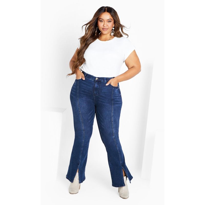 Women's Plus Size Ebony Flare Jean - indigo | AVEOLOGY, 3 of 7