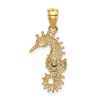 Black Bow Jewelry 14k Yellow Gold Diamond Cut Satin Seahorse Pendant - 3 of 4