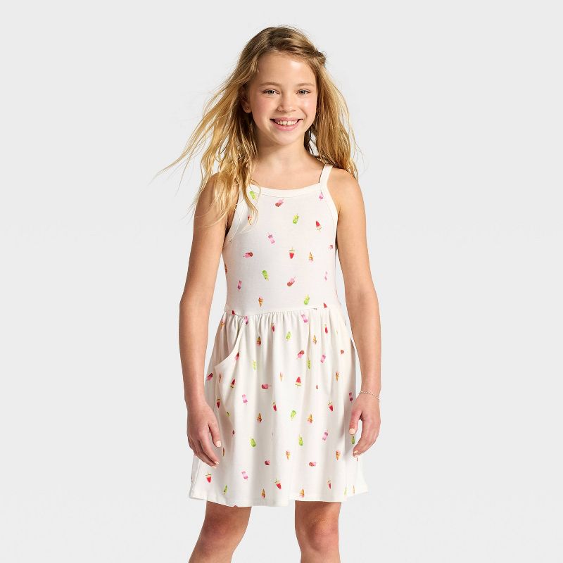 Girls' Ice Cream Skater Dress - Cat & Jack™ Cream XS