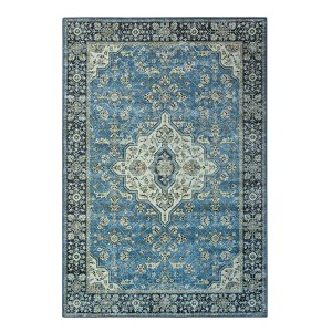 Vintage Distressed Floral Border Traditional Machine Washable Indoor Area Rug by Blue Nile Mills - 1 of 4
