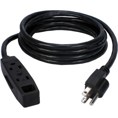 QVS 3-Outlet 3-Prong 25ft Power Extension Cord - For Computer - 120 V AC / 13 A - Black - 25 ft Cord Length - 1
