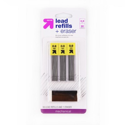 90ct Lead Refills and 1ct Eraser .9mm - up&up™: 0.9mm Mechanical Pencil Refill, No. 2 Black Writing Instrument