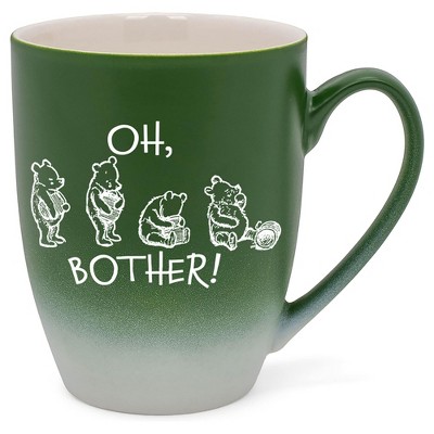 Elanze Designs Oh, Bother! Pooh Two Toned Ombre Matte Green and White 12 ounce Ceramic Stoneware Coffee Cup Mug
