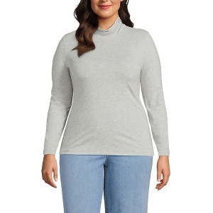 Lands' End Women's Lightweight Jersey Skimming Long Sleeve Turtleneck - 1 of 4