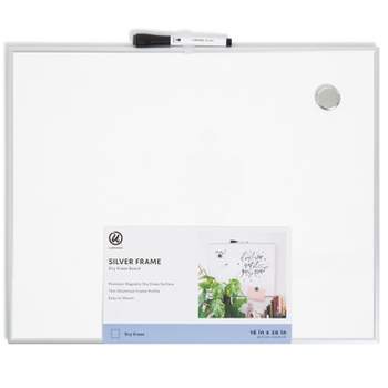 MessageStor 18in x 36in Magnetic Dry-Erase Glass Board and 4 Rare Earth Magnets - White Brick