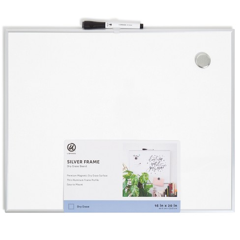 U Brands 4586U00-06 Dry Erase Board 23 x 35 Whiteboard Silver Finish Frame