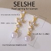 Dainty Pearl Drop Earrings 14k Gold Plated, Long Bridal Wedding Formal Dangle Earrings For Women - 4 of 4