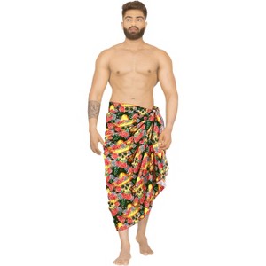 HAPPY BAY Men's Pareo Halloween Costumes Theme Party Swim Trunks Swimwear Cover Up Beach Wrap Summer Sarong for Men One Size Black, Skull - 1 of 4