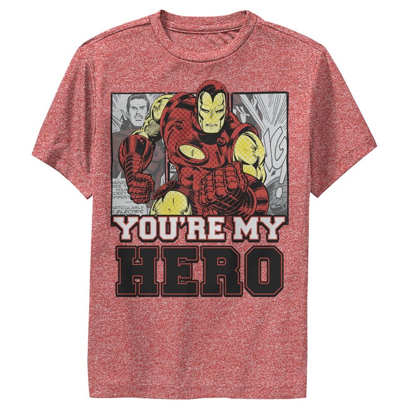 Boy's Marvel Iron Man You're My Hero Performance Tee, 1 of 5