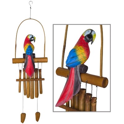 Hand-Painted Bamboo Parrot Wind Chime for Outdoor Decor