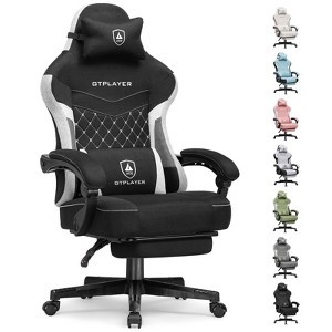 GTPLAYER Gaming Chair with Footrest, Premium Breathable Fabric, Waist Support, Linkage Armrest - 1 of 4