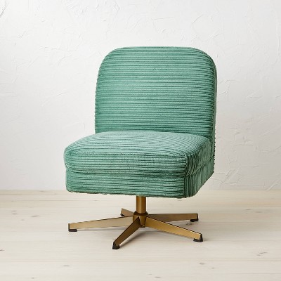 Spaulding Channel Velvet Accent Swivel Chair with Brass Base Green - Opalhouse™ designed with Jungalow™